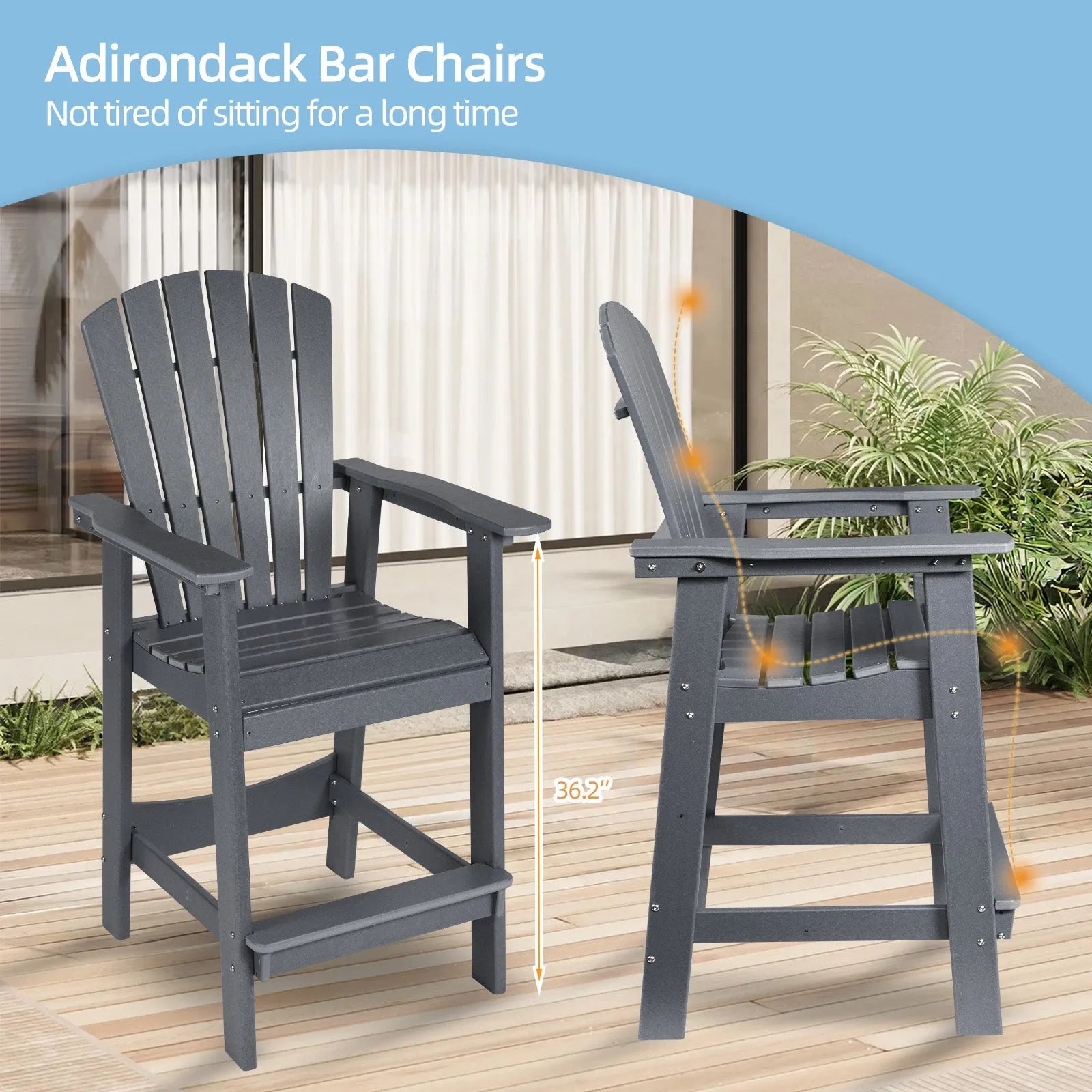 Tall_Adirondack_Chairs_Set_of_2_HDPE_Patio_Bar_Stool_with_Connecting_Tray_Aoodor_Gray-6-1